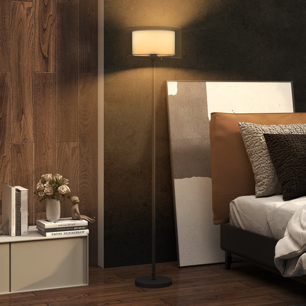Stehlampe modern zweifarbig mit Fussschalter Metall schwarz