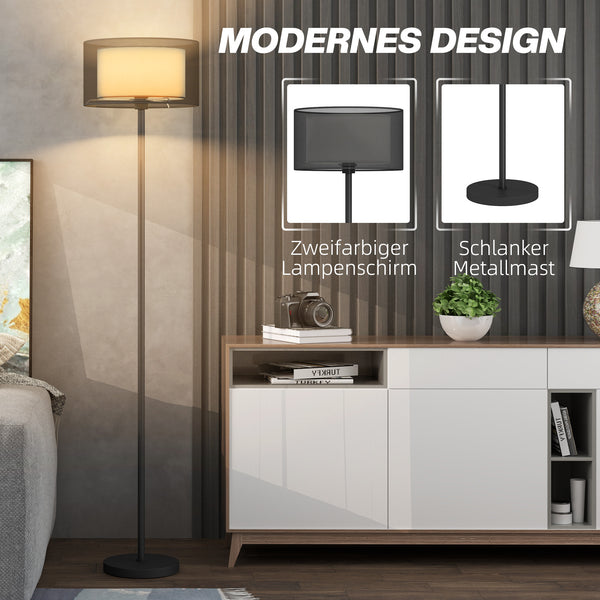 Stehlampe modern zweifarbig mit Fussschalter Metall schwarz