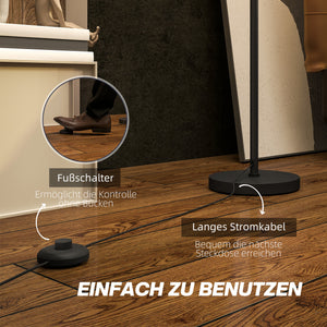 Stehlampe modern zweifarbig mit Fussschalter Metall schwarz