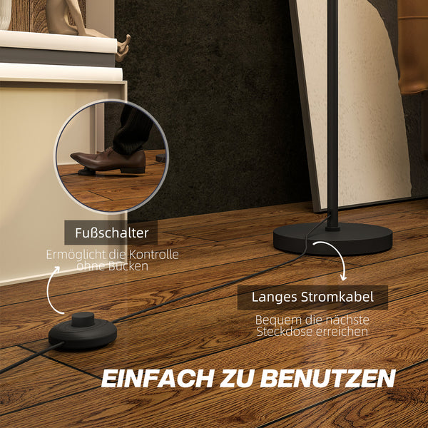 Stehlampe modern zweifarbig mit Fussschalter Metall schwarz