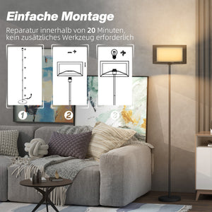 Stehlampe modern zweifarbig mit Fussschalter Metall schwarz