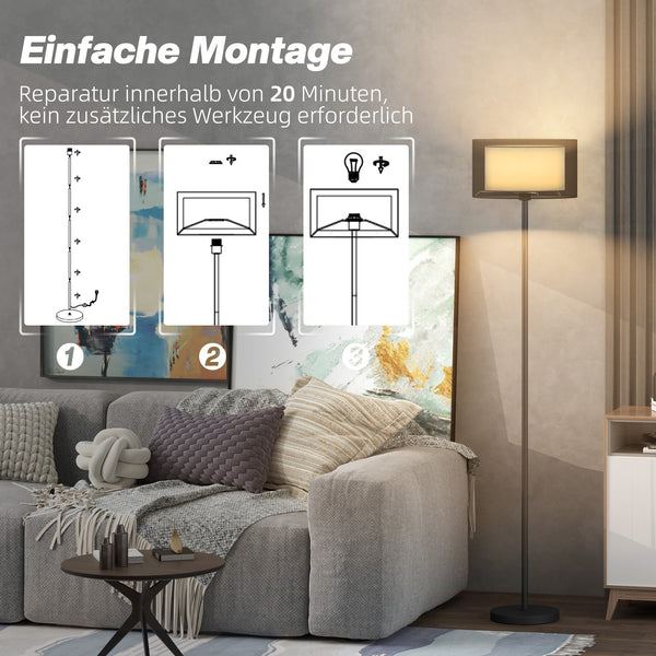 Stehlampe modern zweifarbig mit Fussschalter Metall schwarz