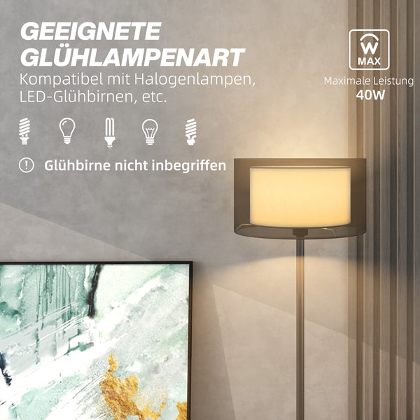 Stehlampe modern zweifarbig mit Fussschalter Metall schwarz