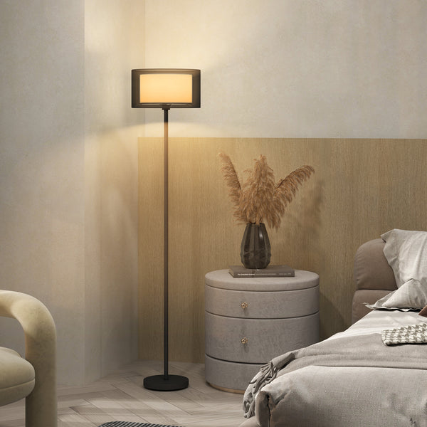 Stehlampe modern zweifarbig mit Fussschalter Metall schwarz