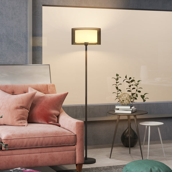 Stehlampe modern zweifarbig mit Fussschalter Metall schwarz