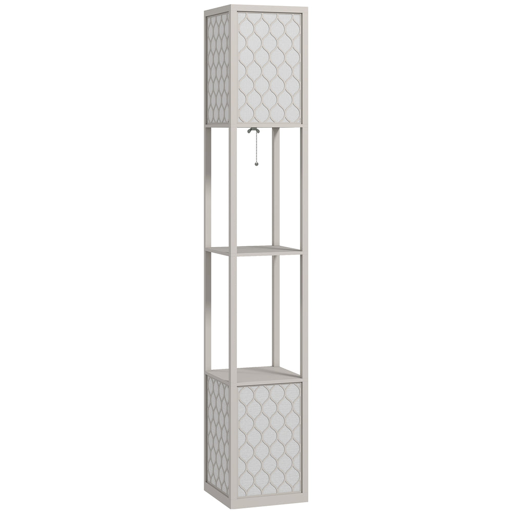 Stehleuchte modern mit Ablagen und Ziehkettenschalter schwarz weiss