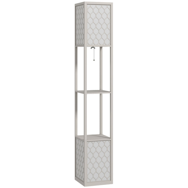 Stehleuchte modern mit Ablagen und Ziehkettenschalter schwarz weiss