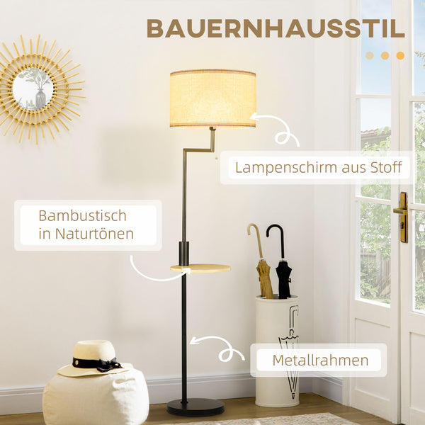 Stehleuchte mit Regal E27 Fassung Bambus natur schwarz