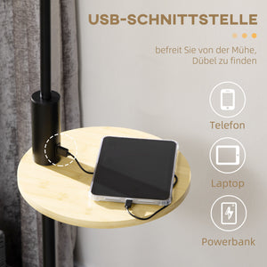 Stehleuchte mit Regal E27 Fassung Bambus natur schwarz