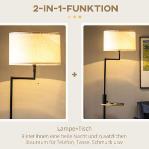 Stehleuchte mit Regal E27 Fassung Bambus natur schwarz