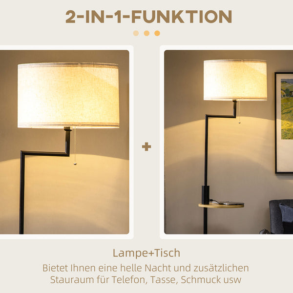 Stehleuchte mit Regal E27 Fassung Bambus natur schwarz