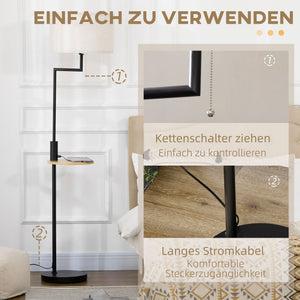 Stehleuchte mit Regal E27 Fassung Bambus natur schwarz