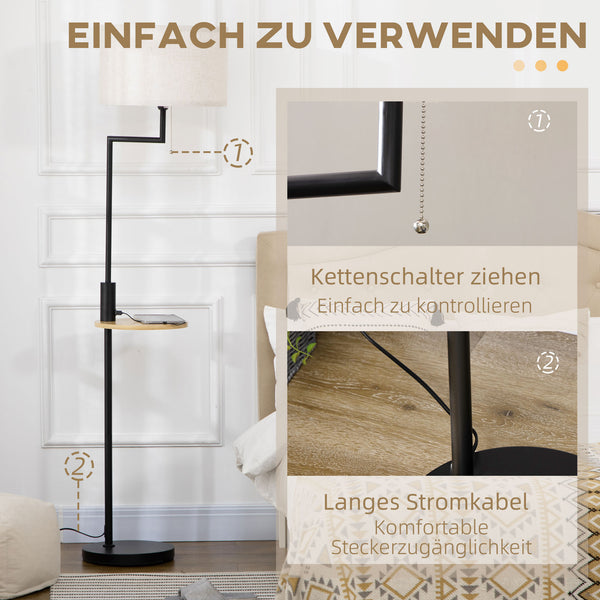 Stehleuchte mit Regal E27 Fassung Bambus natur schwarz