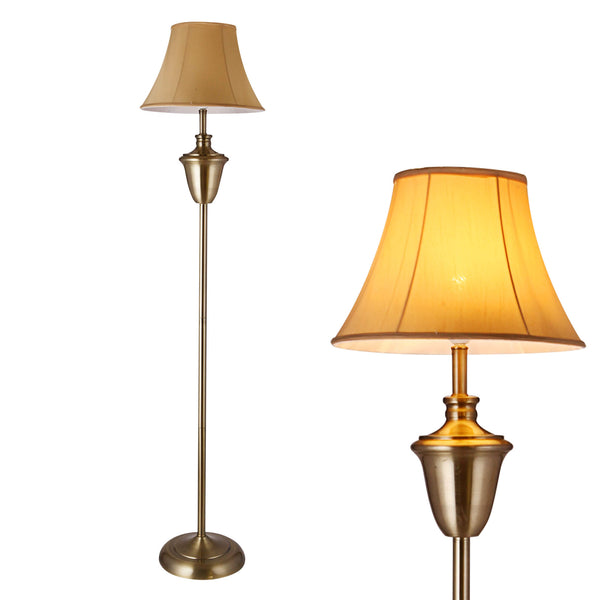 Stehlampe Madrid 1x E27 D:35x157cm Messingfarben/Beige