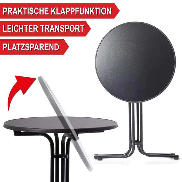 Stehtisch Bistrotisch 110cm x Ø80cm mit Tischhusse Schwarz