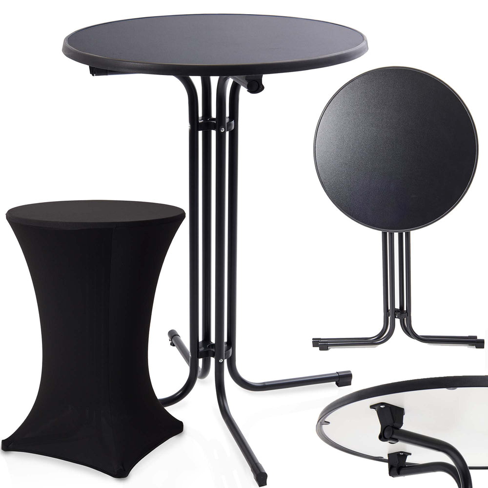 Stehtisch Bistrotisch 110cm x Ø80cm mit Tischhusse Schwarz