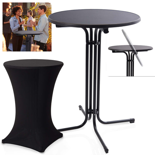 Stehtisch Bistrotisch 110cm x Ø80cm mit Tischhusse Schwarz
