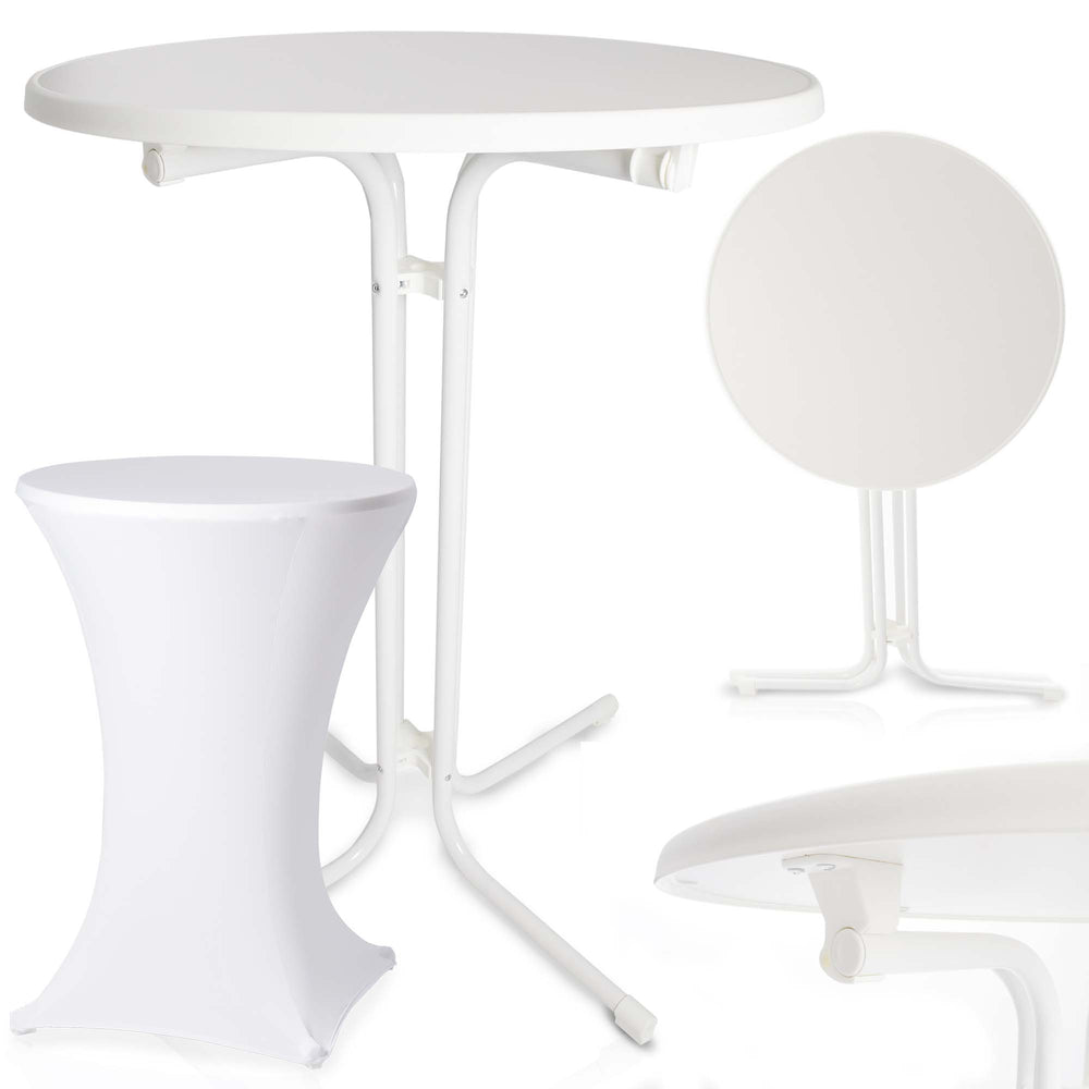 Stehtisch Bistrotisch 110cm x Ø80cm mit Tischhusse Weiss