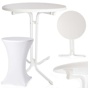 Stehtisch Bistrotisch 110cm x Ø80cm mit Tischhusse Weiss