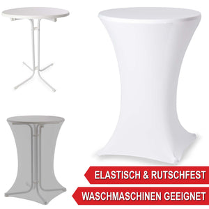 Stehtisch Bistrotisch 110cm x Ø80cm mit Tischhusse Weiss