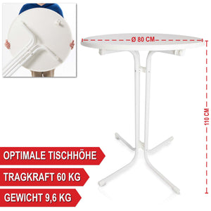Stehtisch Bistrotisch 110cm x Ø80cm mit Tischhusse Weiss
