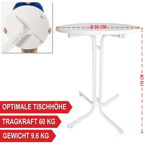 Stehtisch Bistrotisch 110cm x Ø80cm mit Tischhusse Weiss