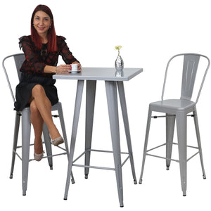 Stehtisch Bistrotisch Bartisch Metall Industriedesign 105x60x60cm grau