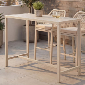 Stehtisch Gartentisch Bartisch Outdoor Metall 105x130x65cm creme