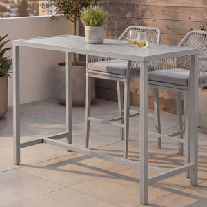 Stehtisch Gartentisch Bartisch Outdoor Metall 105x130x65cm hellgrau