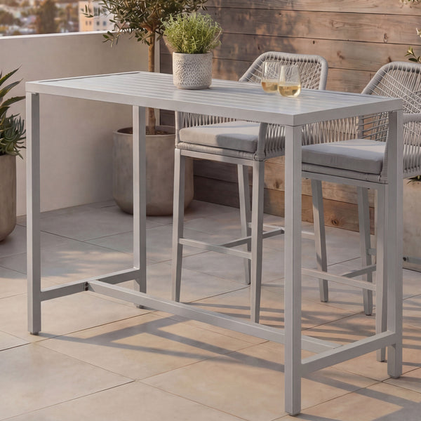 Stehtisch Gartentisch Bartisch Outdoor Metall 105x130x65cm hellgrau