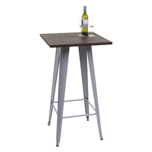 Stehtisch mit Holz-Tischplatte Bistrotisch Bartisch 107x60x60cm grau