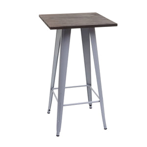 Stehtisch mit Holz-Tischplatte Bistrotisch Bartisch 107x60x60cm grau