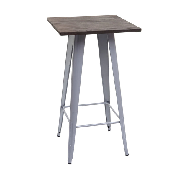 Stehtisch mit Holz-Tischplatte Bistrotisch Bartisch 107x60x60cm grau