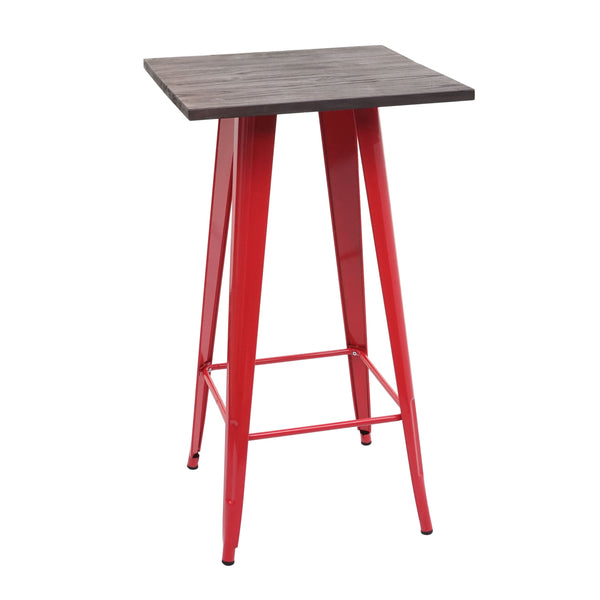 Stehtisch mit Holz-Tischplatte Bistrotisch Bartisch 107x60x60cm rot