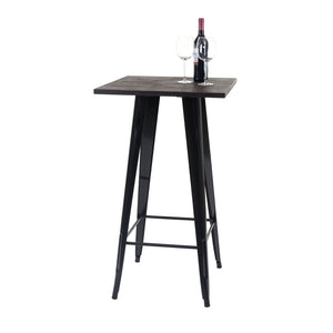 Stehtisch mit Holz-Tischplatte Bistrotisch Bartisch 107x60x60cm schwarz