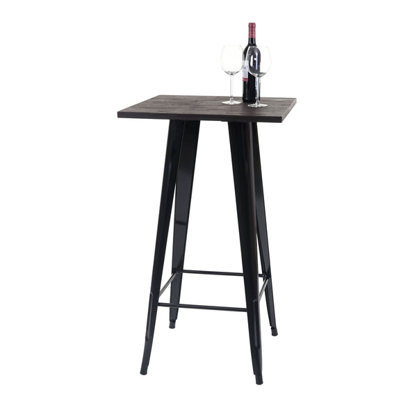 Stehtisch mit Holz-Tischplatte Bistrotisch Bartisch 107x60x60cm schwarz