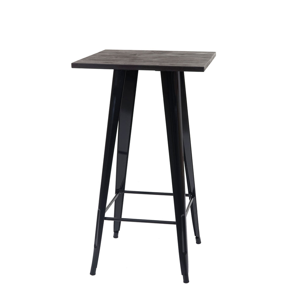 Stehtisch mit Holz-Tischplatte Bistrotisch Bartisch 107x60x60cm schwarz
