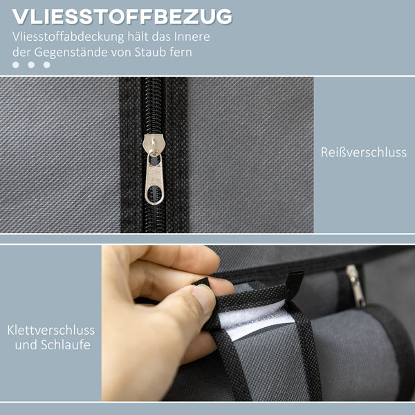 Stoffschrank mit Kleiderstange und Regalen Aufbewahrung dunkelgrau