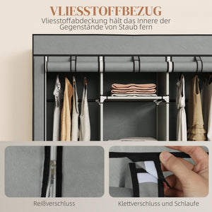 Stoffschrank Faltschrank mit Schubladen aus Vlies hellgrau