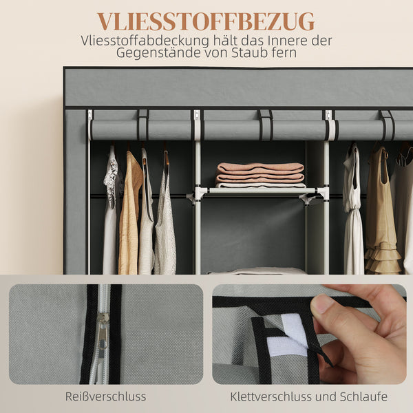 Stoffschrank Faltschrank mit Schubladen aus Vlies hellgrau