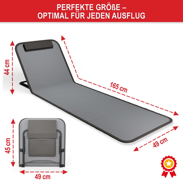 Strandliege Faltbar tragbar 165x49cm 5-fach verstellbar