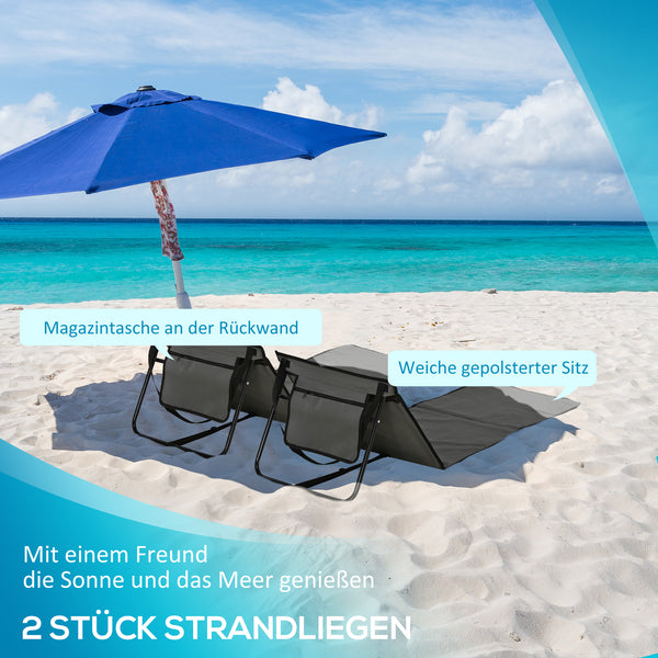 Strandliege klappbar verstellbar mit Polster und Seitentasche