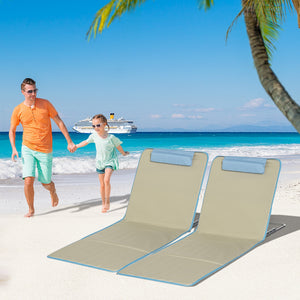 Strandmatte faltbar verstellbar 2er Set für Camping beige