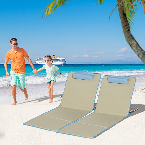 Strandmatte faltbar verstellbar 2er Set für Camping beige