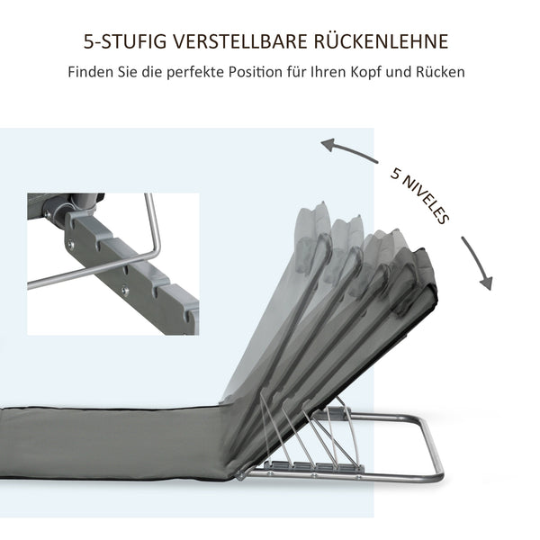 Strandmatte faltbar verstellbar 2er Set für Strand und Garten grau