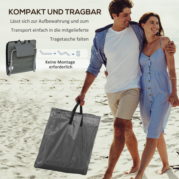 Strandmatte faltbar verstellbar 2er Set für Strand und Garten grau