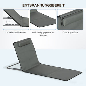 Strandmatte faltbar verstellbar 2er Set für Strand und Garten grau