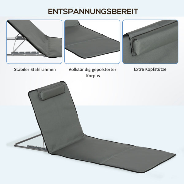 Strandmatte faltbar verstellbar 2er Set für Strand und Garten grau