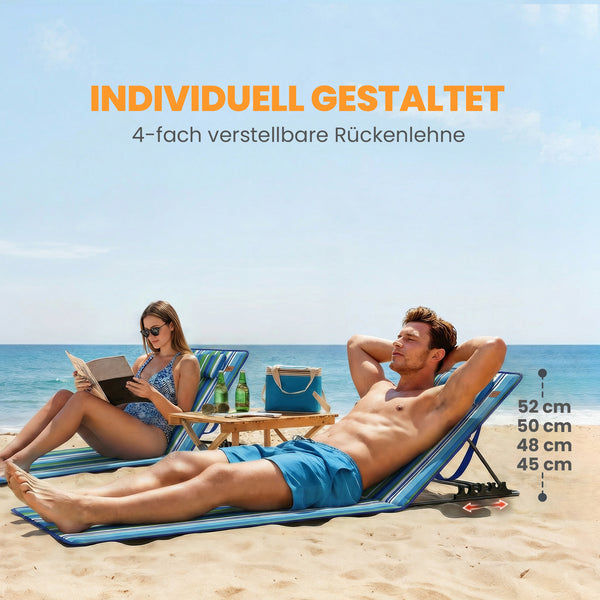 Strandmatte klappbar 2er Set mit verstellbarer Rückenlehne