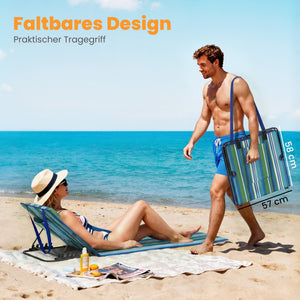 Strandmatte klappbar 2er Set mit verstellbarer Rückenlehne